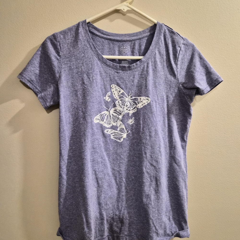 St. John's Bay Heather Blue Logo Tee with Subtle Graphic
